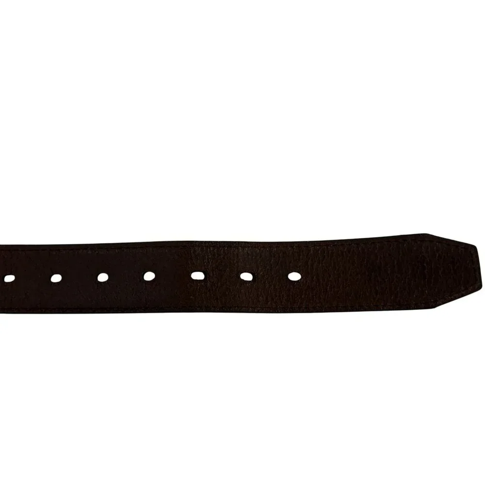 Columbia 100% Buffalo Leather Belt With Large Brass Buckle Mens M 34-36 Made In
